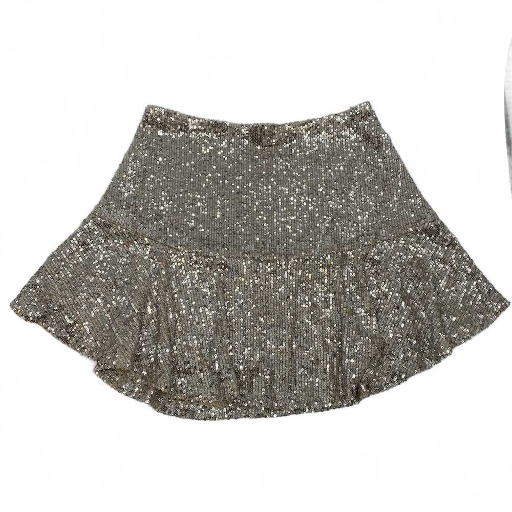 Free People Silver Beige Sequin Mini Skirt | Womens S